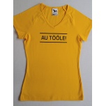 Kollane v-kaelusega särk "Au tööle"