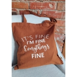 Ümbertöödeldud puuvillast kott "I'm fine" pruun