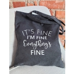 Ümbertöödeldud puuvillast kott "I'm fine" tumehall